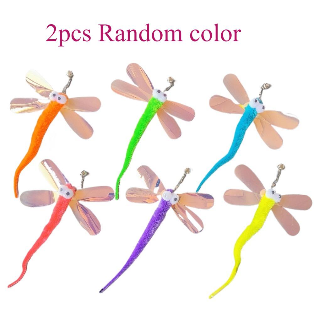 2pcs/3pcs Plush Dragonfly Cat Toy Training Imitate Cat Interactive Ball Faux Tail Pet Toy