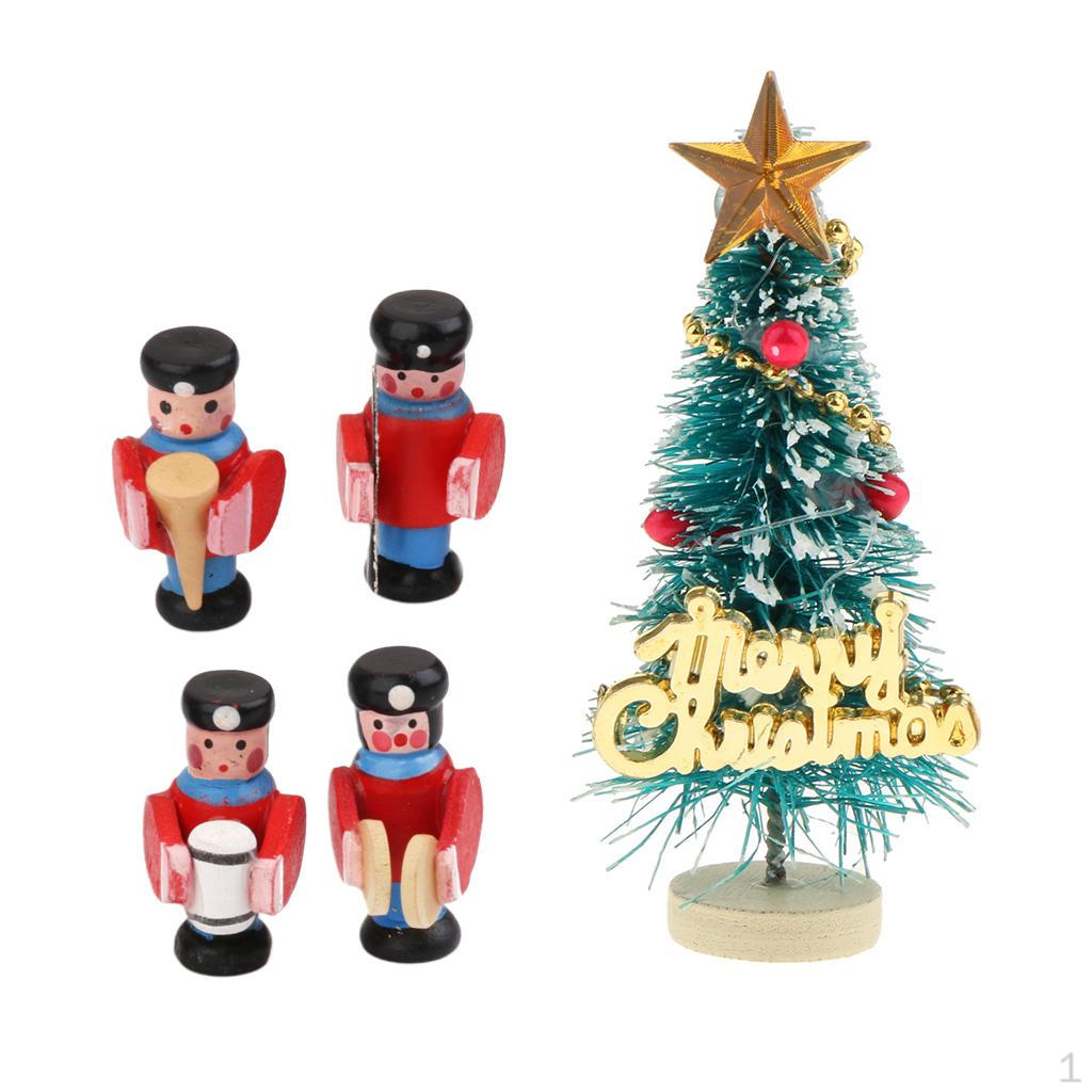 

4pcs 1/12 Scale Dollhouse Christmas Tree & Wooden Band People Decor