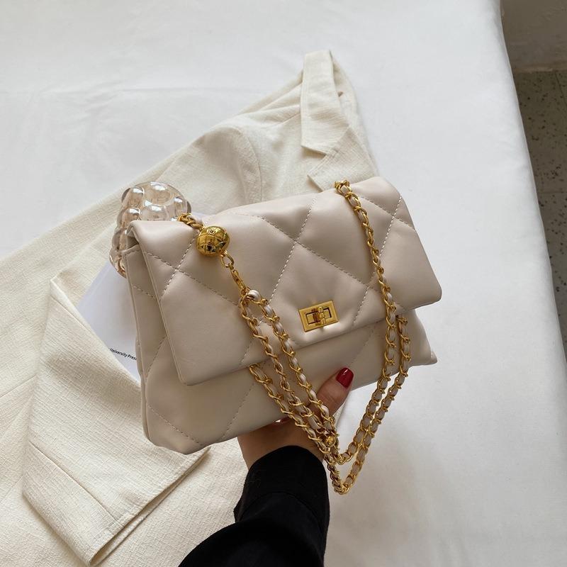 Black bag women's new fashion and high-end shoulder small square bag versatile chain messenger bag