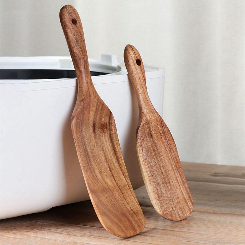Natural Wooden Spatula Rice Spoon For Cooking Pan Kitchen Cooking Tool Non-Stick Frying Steak Sauce Shovel Cookware Cooking Set
