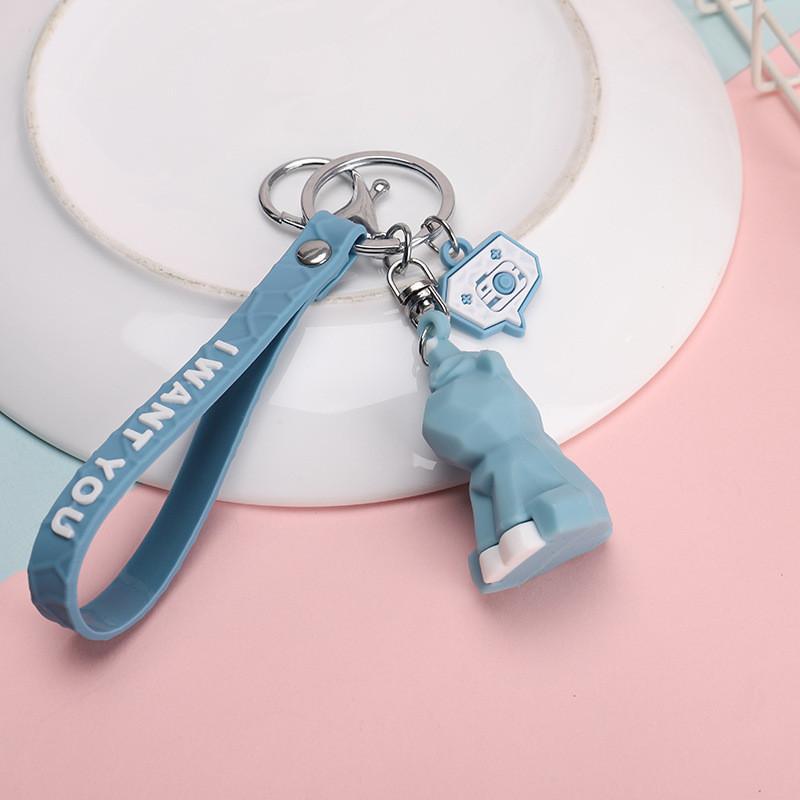 Adorable Geometric Cartoon Silicone Keychains Cute Animal Bag Accessories