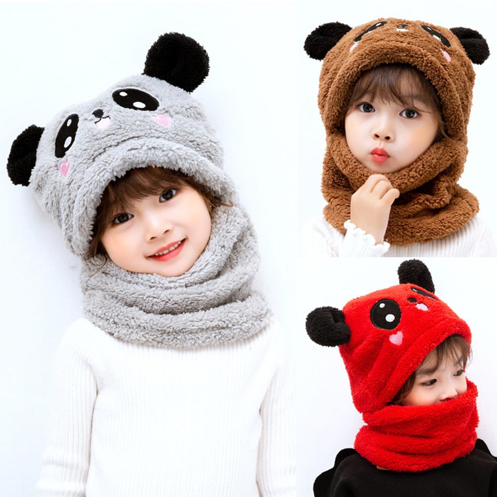 Children's  Hat Coral Fleece Cute Ear Cap With Scarf For  5-9 Years  Old Kids