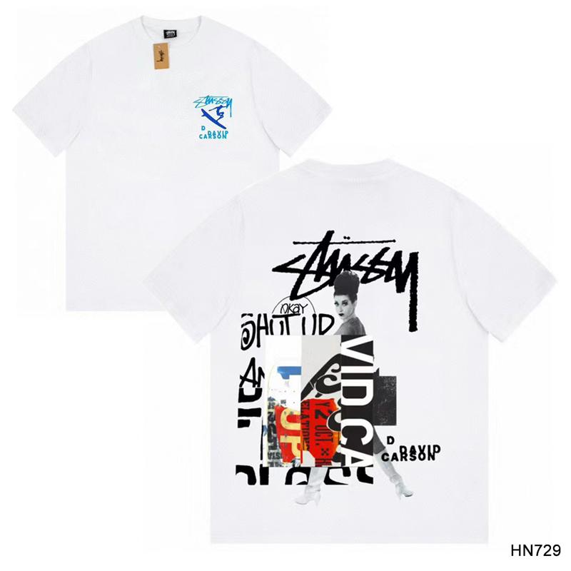 Stussy 2025 Sommer Neues Hochwertiges Rundhals-T-Shirt aus Baumwolle für Männer und Frauen Klassisches Logo mit neuem Musterdruck Paar-T-Shirt