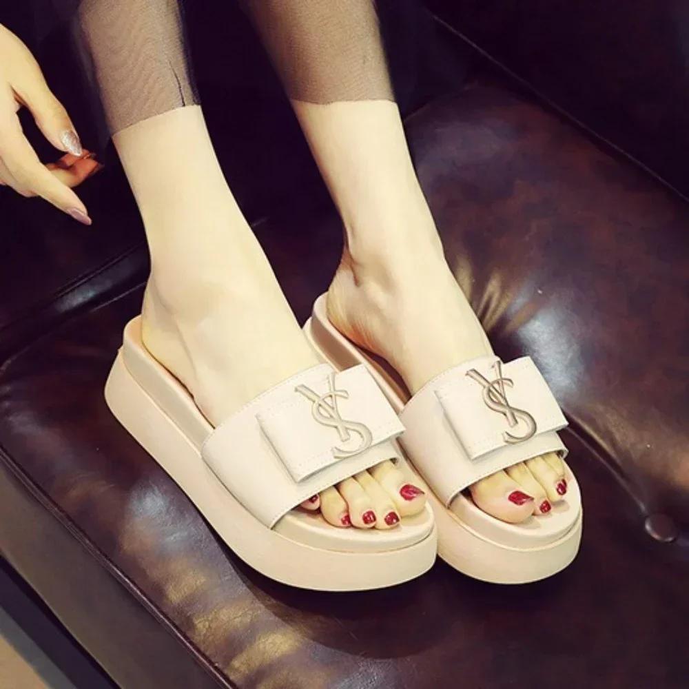 Slippers Luxury Shoes Women Platform Design Slides Letters Ladies Shoes Casual Slipper Outside Non-slip Slippers Sandals