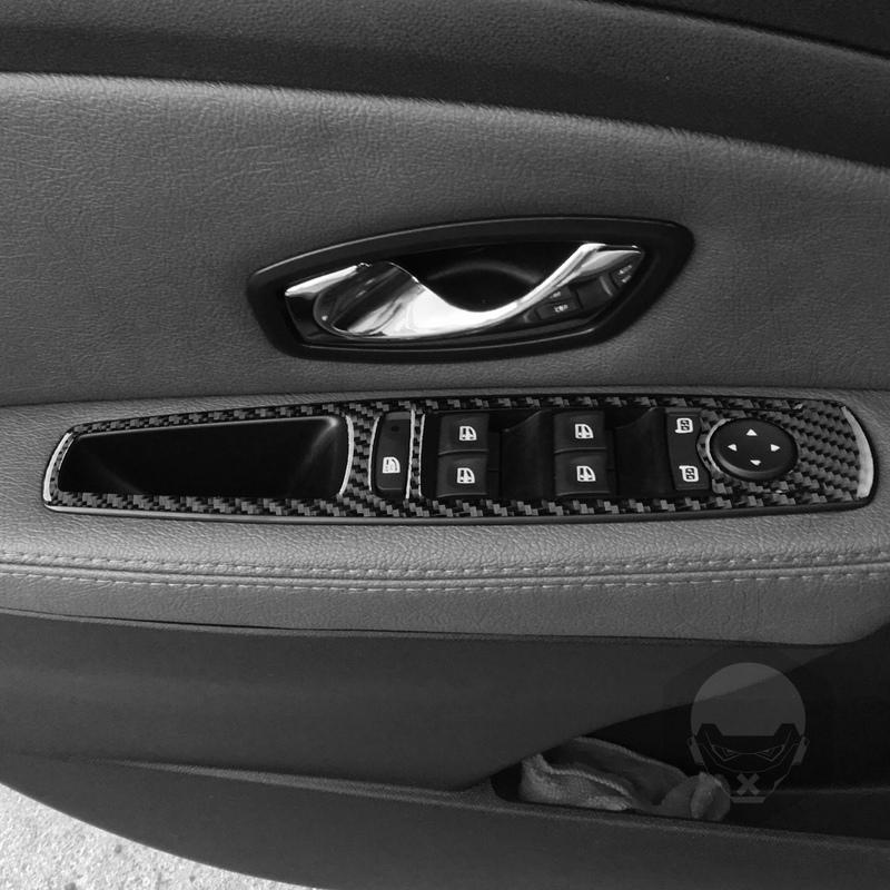 For Renault Fluence Megane 3 RS 2009-2017 Real Carbon Fiber Stickers Front Window Lift Control Panel Car Accessories Decorative