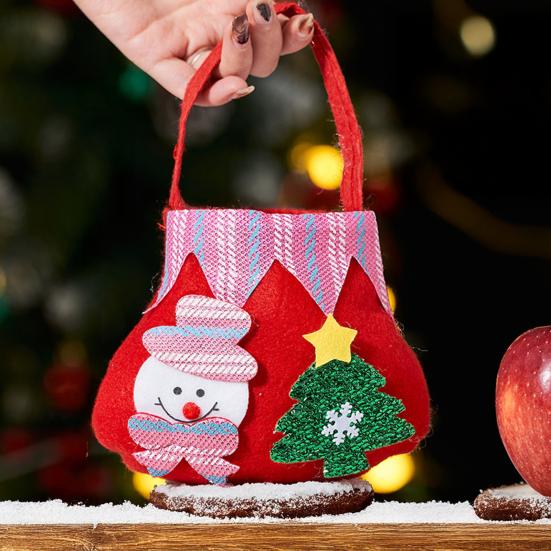 Christmas Gift Bags 3D Snowman Santa Elk Doll Reusable Xmas Burlap Sacks with Handle for Christmas Party Favors Holiday Presents Wrapping