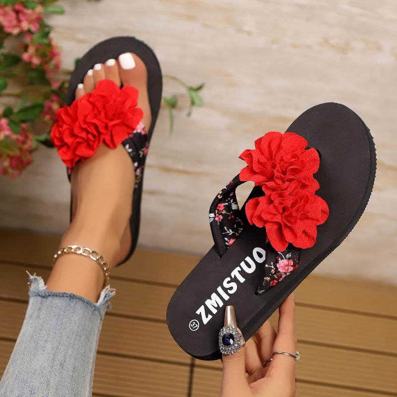 Summer lazy wind flower flip-flops one-pedal design soft sole non-slip daily commuter women's shoes