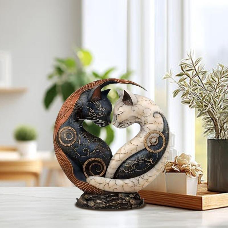 Black and white contrast art desktop decor, unique resin statue desktop decoration, suitable for home office decoration, A0KF