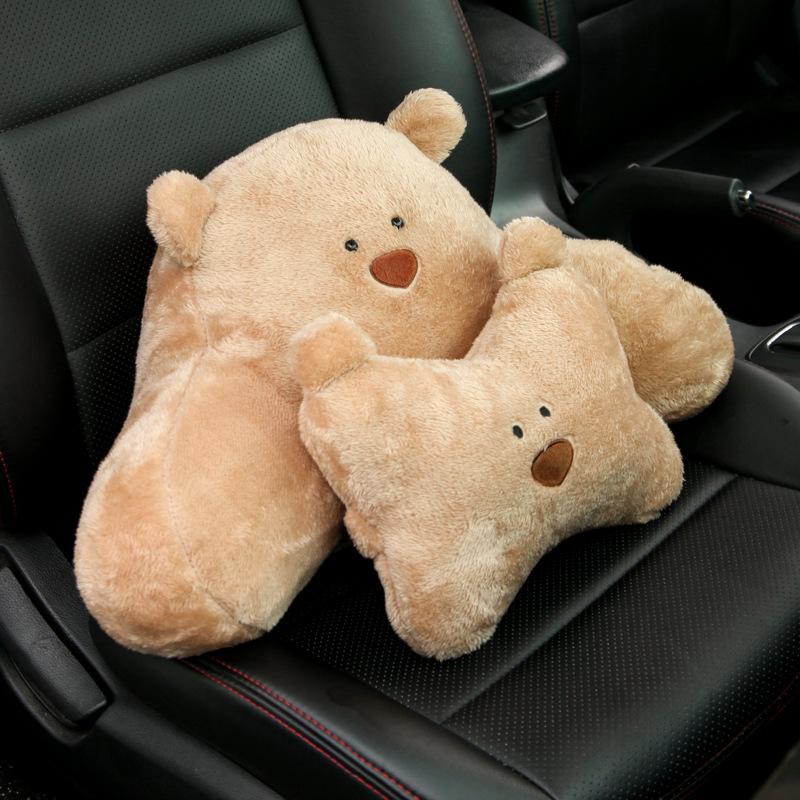 

Car Headrest Car Neck Pillow Female Creative Cartoon Cute Plush Pillow Car Seat Bear Lumbar Support Pillow