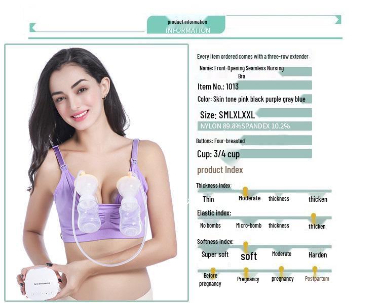 Plus Size Seamless Hands-Free Nursing Bra - Wire-Free, Front-Open