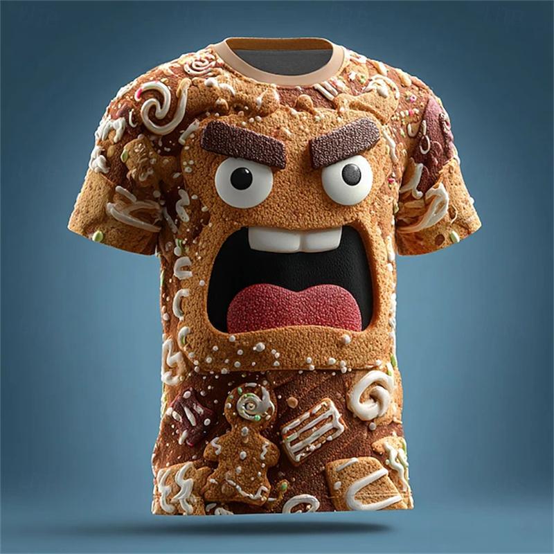 Nové vtipné perníčky 3D tištěné pánské a dámské tričko s krátkým rukávem Ležérní Cosplay kostým Tričko Vánoční dárky Párty top