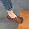 Johnature Hollow-out Breathable Flat Sandals Retro Genuine Leather Soft Soled Women's Slip-on Shoes