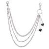 Trendy Black Heart Pendant Multi-layer Pants Chain - European & American Hip Hop Style