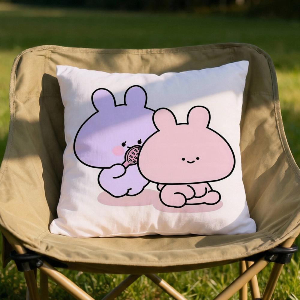 AAsamimichan Cute Bunny Cushion Cover Soft Reversible  Durable Pillow Cover  MultiScene Use for Home  Car Daily Comfort