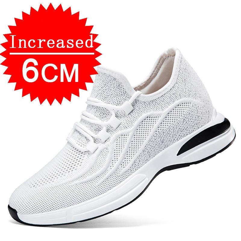 Summer Mesh Breathable Heightening Shoes Men Casual Sneakers Breathable Lace Up Sports Shoes 4/6/8CM Leisure Height Shoes 37-43