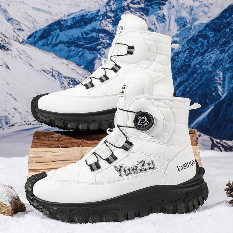 Warm Fur Men's Snow Boots Autumn and Winter Thickened Fashion Casual Bakers Shoes Fur-Lined Thickened Mid-Calf Cotton Shoes