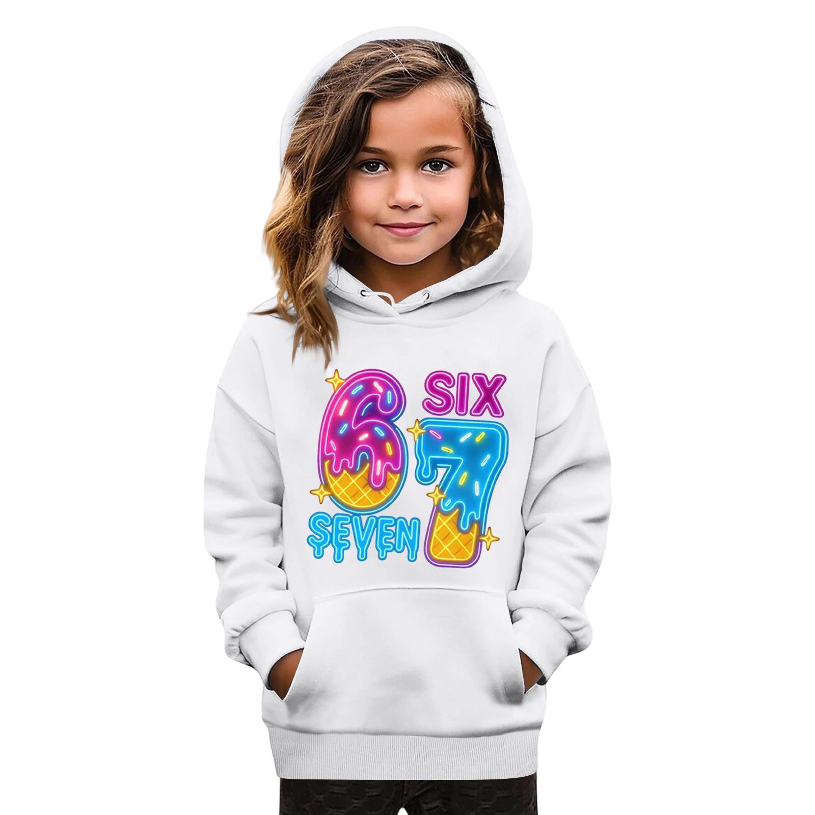 

Kids Fashion Printed Pullover Casual Long-Sleeve Crewneck Hoodie Top 160 белый