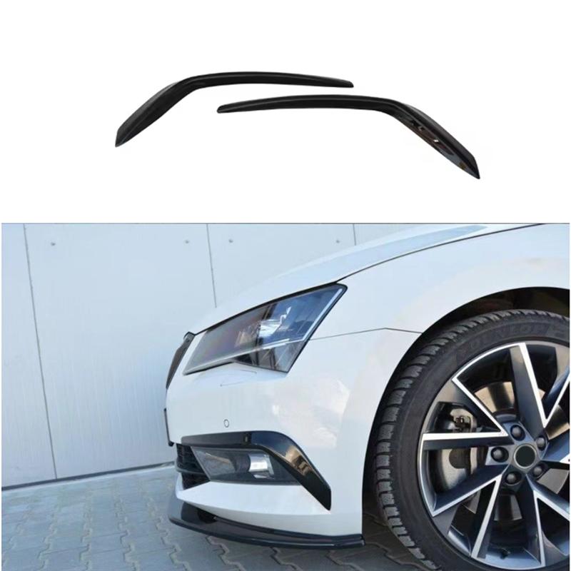 Ac29-Front Bumper Lip Spoiler Kit Wind Splitter Fog Light Eyebrow Gloss Black ABS For Skoda 2016 2017 2018