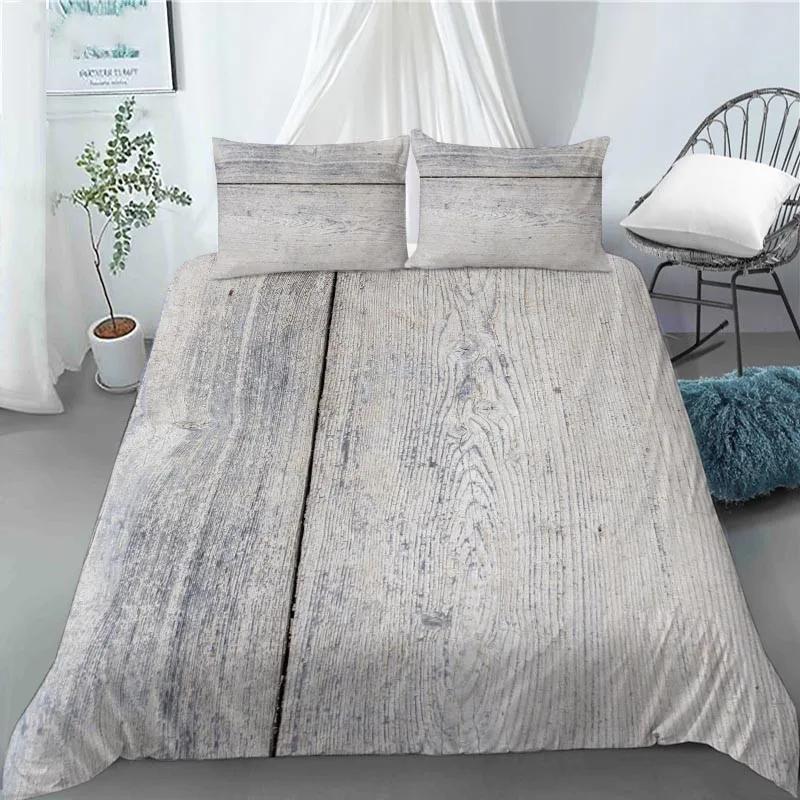 3D Modern Retro Wood Duvet Cover Lovely Pattern Polyester Quilt Cover Pillowcases For Kids Adults Bedroom Decor King Queen Size