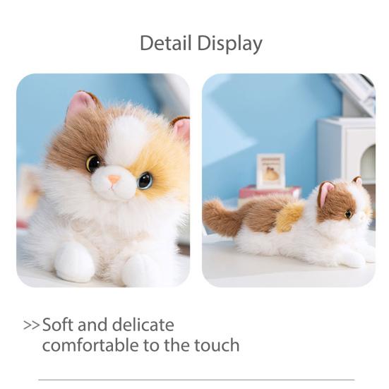 Yousheng Realistic Siamese Cat Plush Toy with Sound Lifelike Kitten Stuffed Animal Doll Meowing Interactive Cat Decor