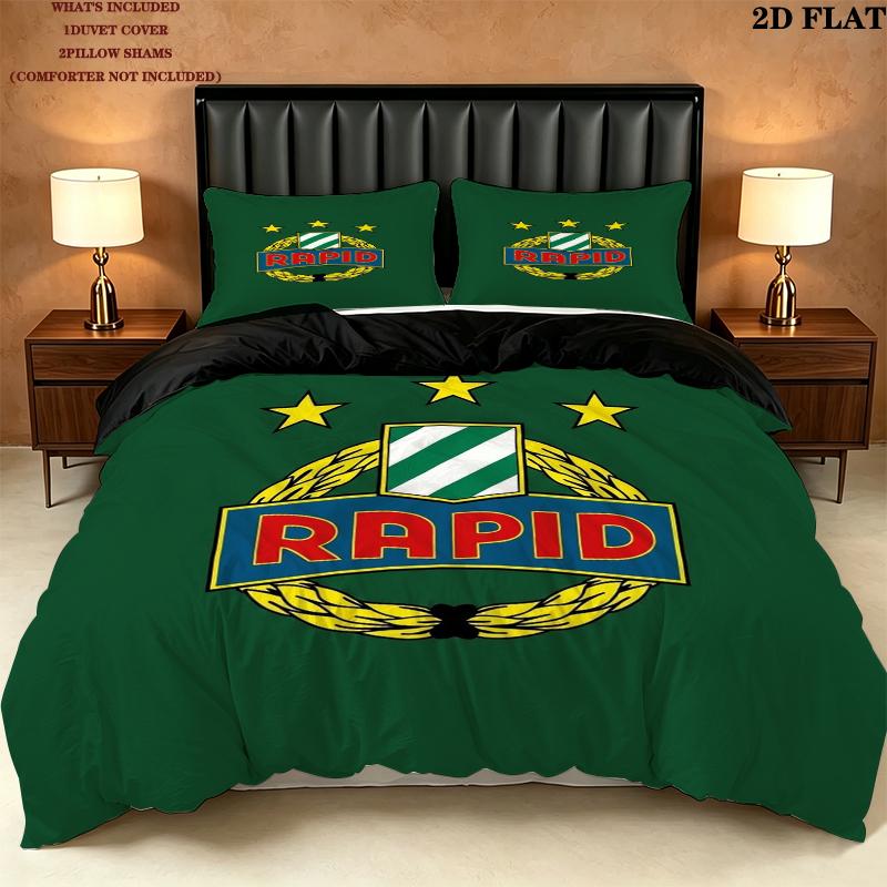 Sk Rapid Wien Pattern Bedding uilt Set uilt Cover Pillowcase Home Decoration Birthday Gift (1 * duvet cover + 2 * pillowcase without core)