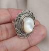 Mother of Pearl 925 Sterling Silver Ring: Handmade Boho Statement Jewelry