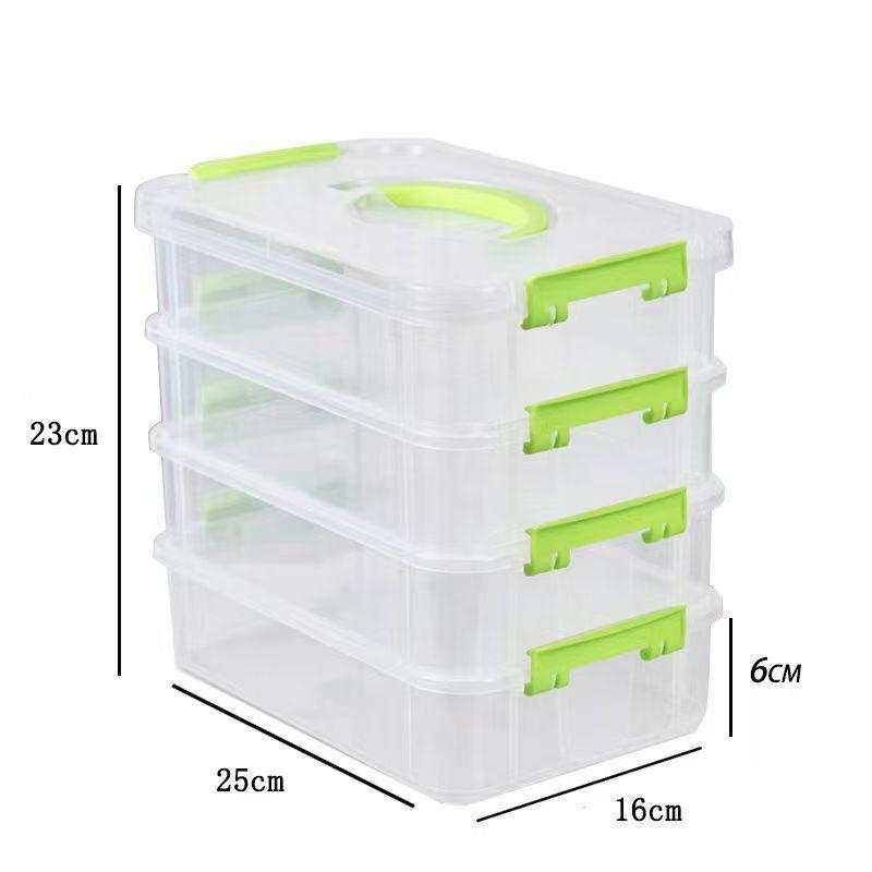 1Pc 4-Layer Transparent Plastic Storage Box Cover Partitioned Drawer Storage Box Building Block Storage Box Portable Storage Box