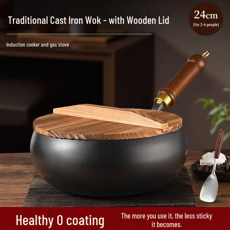 SPUCR Supugu Antihaft-Großer Bauch-Eisenkochtopf & Wok für Induktionsherde