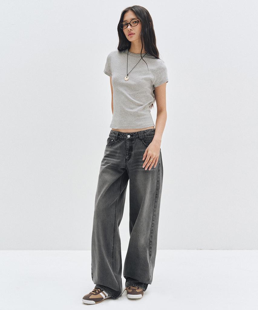 Deketeuumeon Signature Low Rise Wide Jeans Dcwpt004Gray