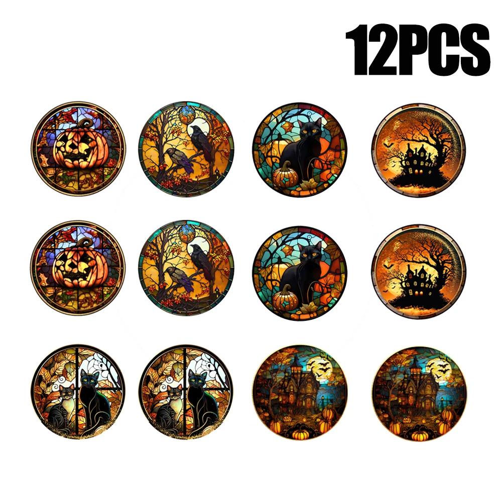 Halloween Pvc Static Glass Stickers Castle Cat Removable Non Adhesive WindowDecals for Party Home Decoration Haunted House Props