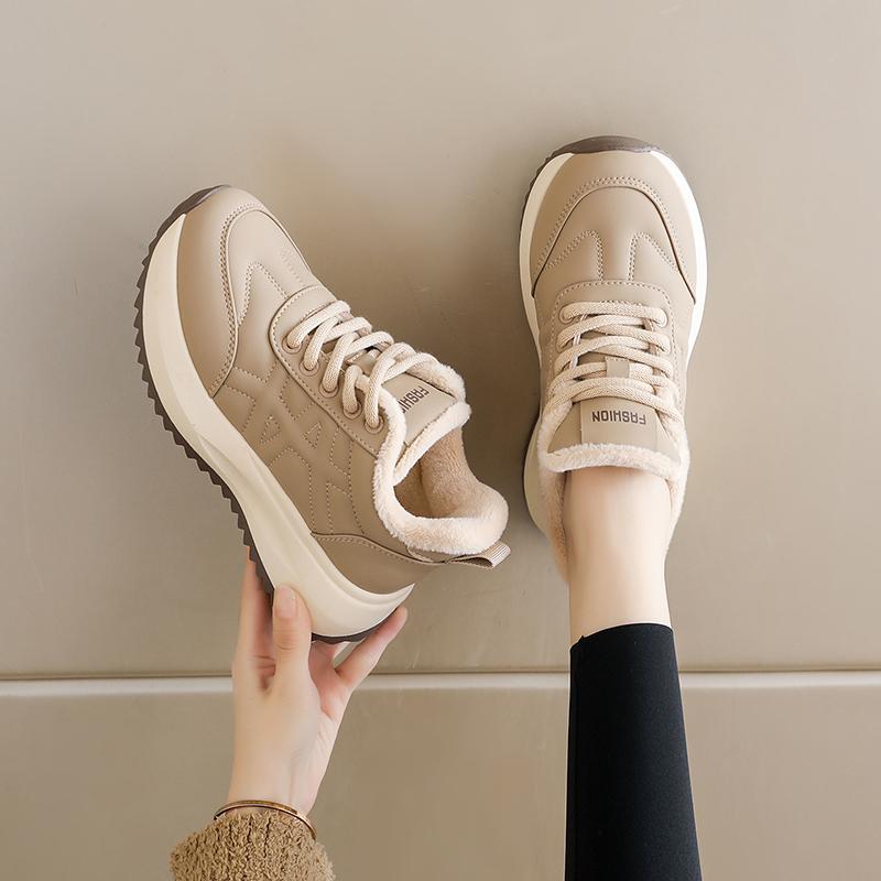 Harbin sports shoes winter new leather velvet thickened warm high-top cotton shoes 35 хаки