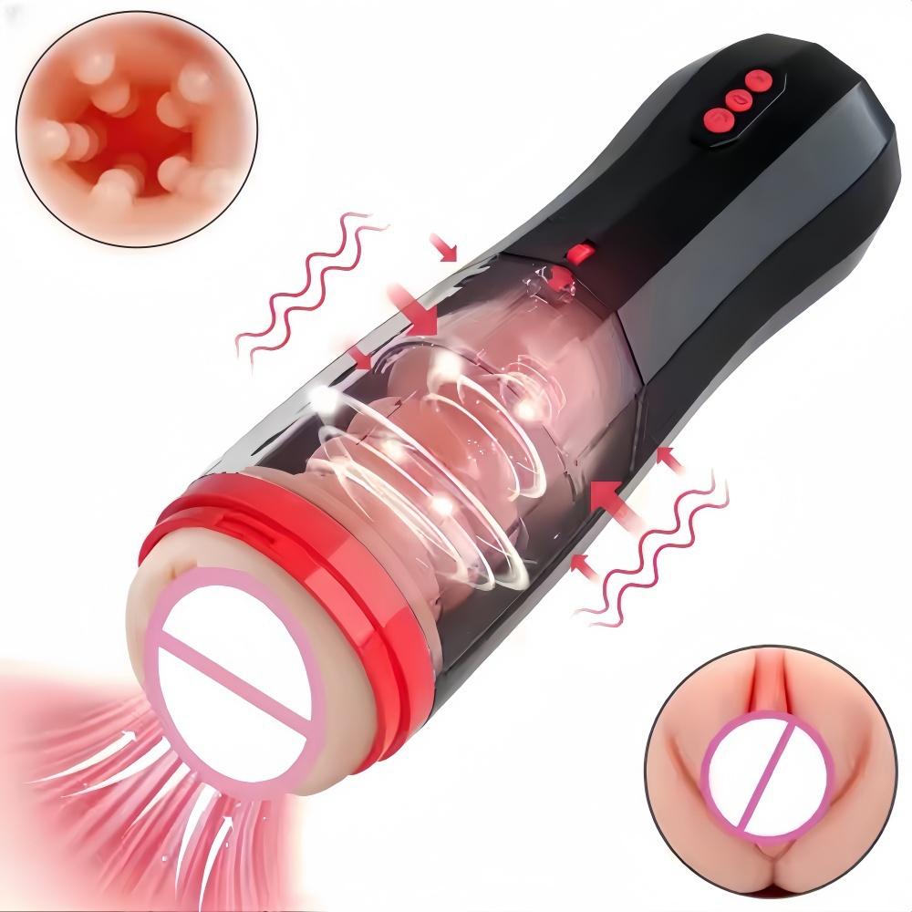Fully Automatic Telescopic Male Masturbation Pocket Cat Vaginal Vibrator Airplane Cup TEP Silicone Vaginal Vibration Male Mastur