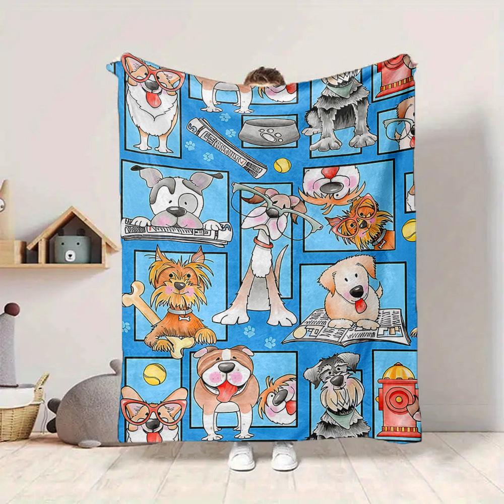 1pc Dogs Pets Blanket, Lightweight Flannel Throw Blanket for Sofa, Bed, Travel, Camping, Living Room, Office, Couch013