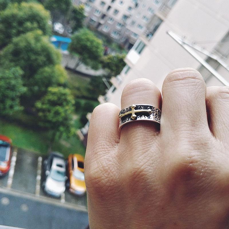 Bague Graffiti Croix Rétro Pour Hommes Femmes Punk Gothique Bague Réglable Faite Main Rock Hiphop Unisexe Accessoires Zircon Cadeau Homme