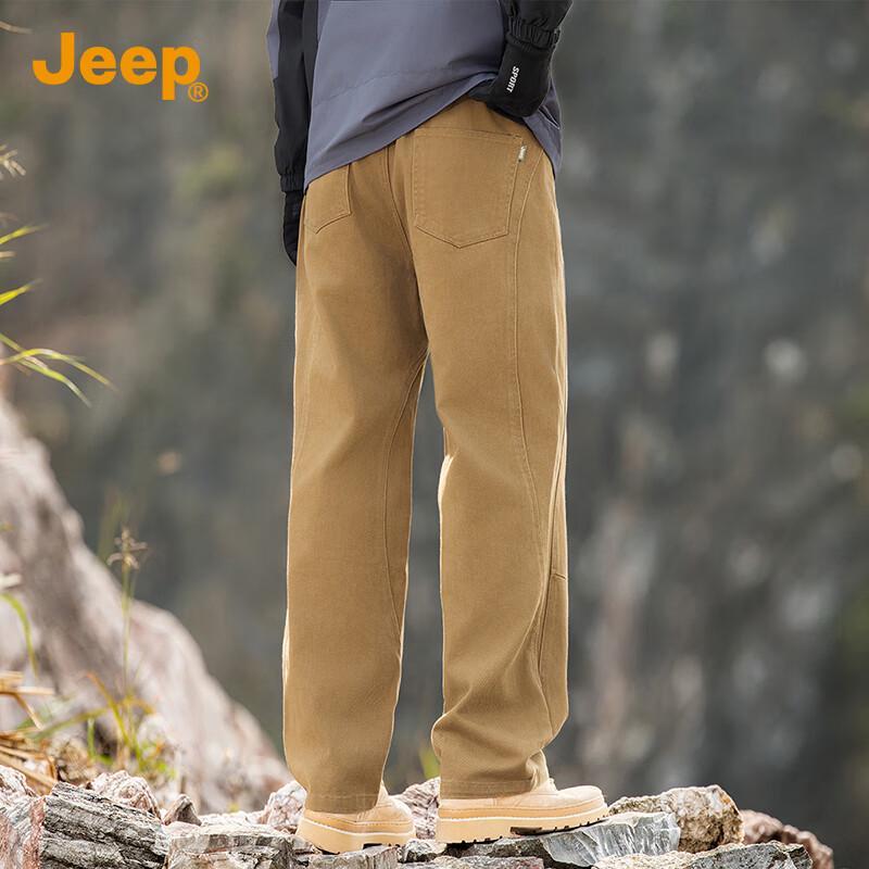 Jeep Men's 2025 Summer Loose Fit Straight Leg Cotton Casual Pants