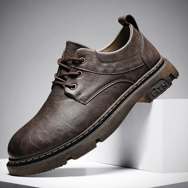 Thick Sole 2022 Spring Hotest Salest Casual Men S Shoes Fashion Retro Leather Shoes Comfortable Wear-Resistant Thick Sole Man S Shoes 44