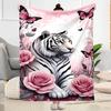 Tiger And Roses Blanket Suitable for Offices, Travel, Living Rooms Also a Good Gift for Friends and Family Suitable for All Seasons.
