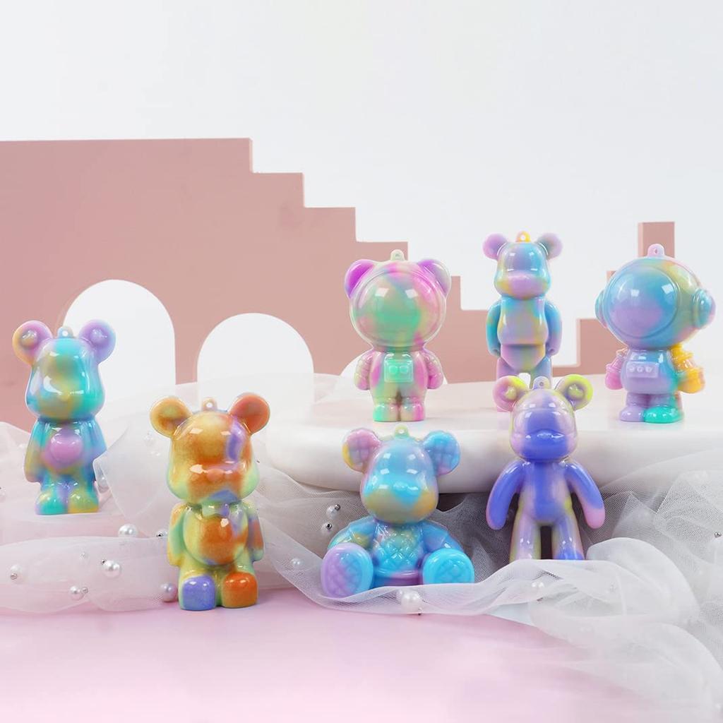 DIYBravo 7 Bear Shape Silicone 3D Animal Resin Soft Bear Handmade Silicone Polymer UV Crafts Bear Molds, Shapes, Keychains, Molds, Horse, Deer, Molds,