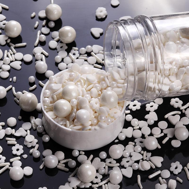 Irisierende Backdekoration Zuckerperlen: Bunter, gemischter Zucker für Cupcakes, Donuts, Lollis und mehr.