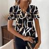 Fashion Casual Printed V-neck Top T-shirt for Women
