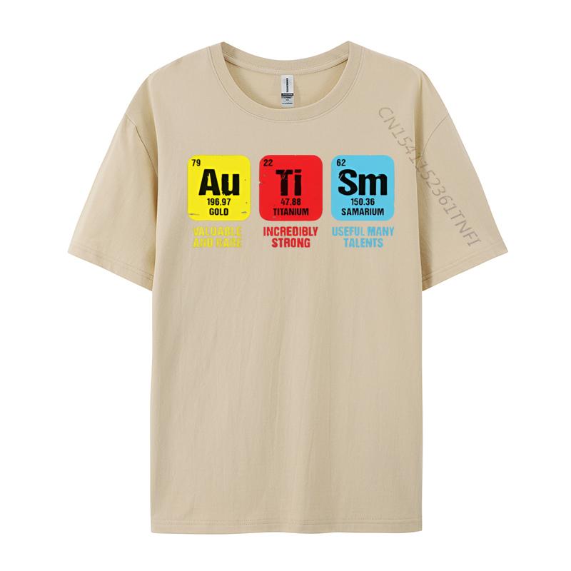 Autism Awareness Elements Periodic Tshirts Man Cotton TShirts Homme Camisas Classic Fashion Clothing