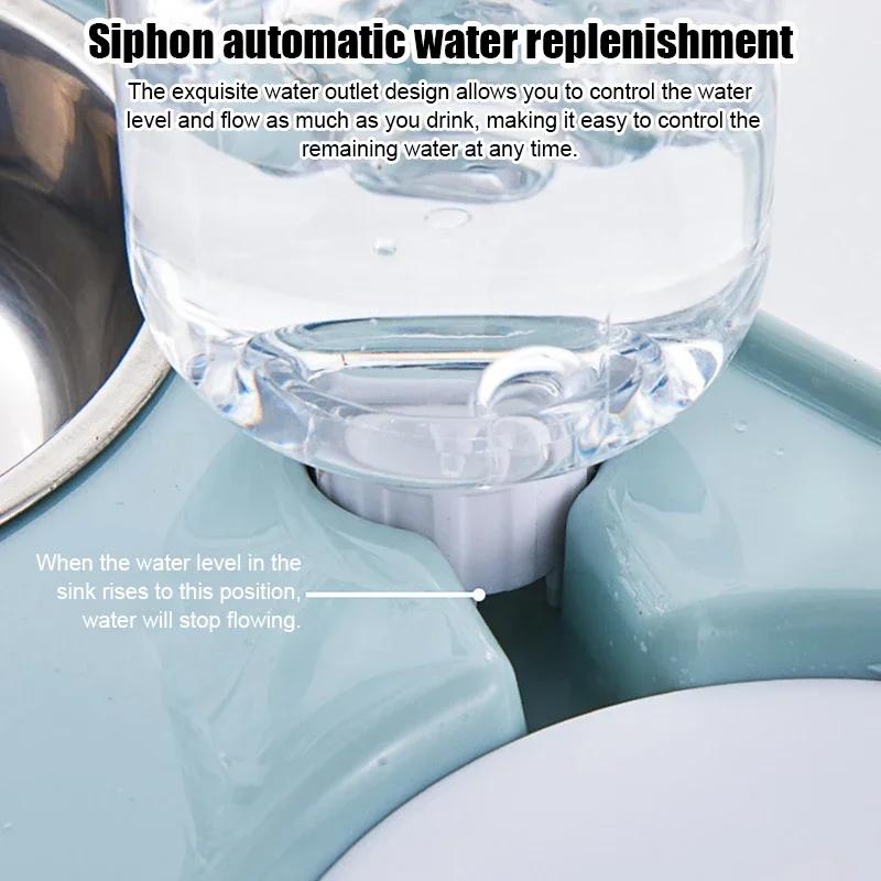 3-in-1 Pet Feeder Bowl Set with Water Bottle, Automatic Drinking & Double Stainless Steel Food Bowls for Dogs & Cats