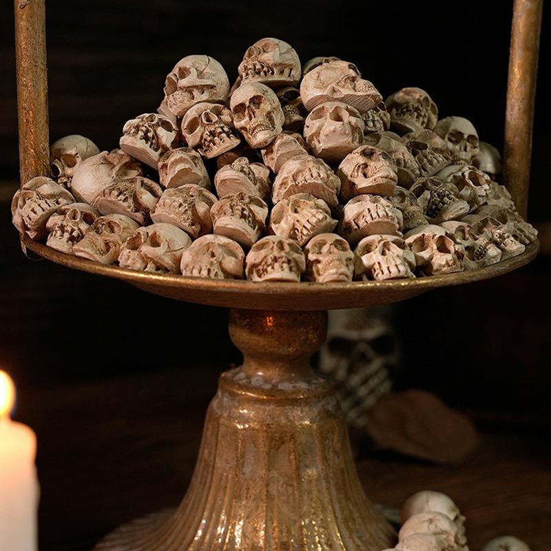 20Pcs Gothic Skull Sculptures Collectable Halloween Decoration Skeleton Ornament Landscape Garden Potted Party Table Decor