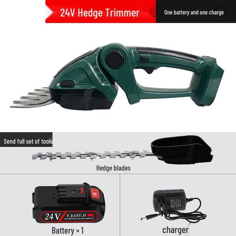 Rechargeable Dual-Purpose Electric Hedge Trimmer and Pruner - One-Handed Lawn & Garden Tool