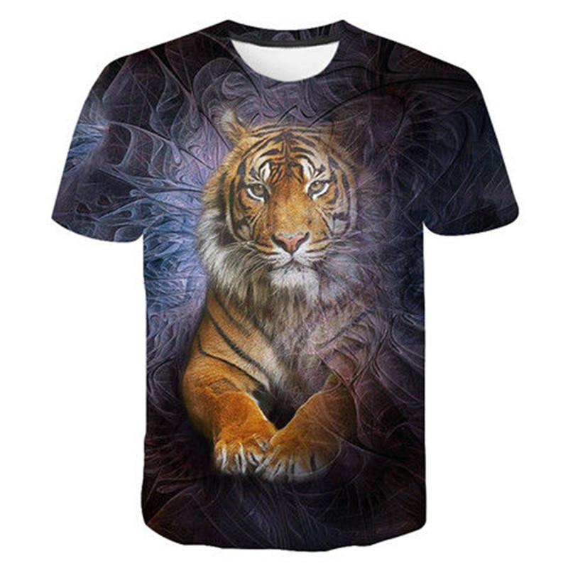 Neuer Sommer Freizeit Modetrend Tigerbild Herren T-Shirts Lässiger Druck Persönlichkeit Tees Rundhals Kurzarm Lustige Oberteile