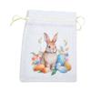 Bunny Egg Pouch Easter Cotton Bag White Drawstring Closure Soft Cotton Fabric Multi-purpose Use For Easter Treats