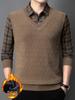 Men's Plus Velvet Faux Layer Plaid Sweater - Winter Warmth with Shirt Collar