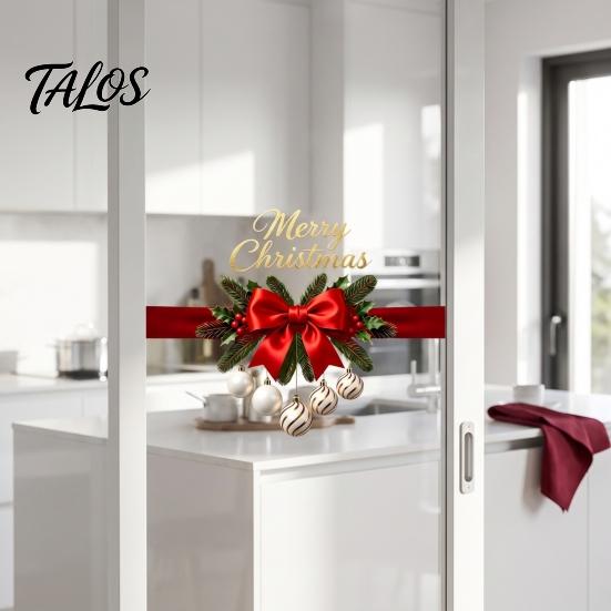 Durable Winter Holiday Decals Gold Merry Christmas Window Clings, Decorative PVC for Reusable Glass Decor Home Decor, Waterproof Removable Stickers