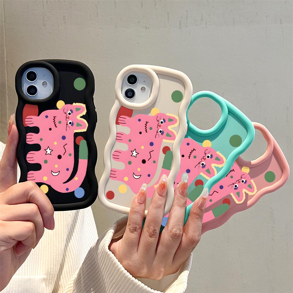 For iPhone Redmi 13 13C 14C Note 13 12 Pro Samsung A05 A06 A13 A14 A15 A16 Honor X6 X6a X8 X8a Cute Cartoon Cat Soft Wave Edge Støtsikkert bakdeksel