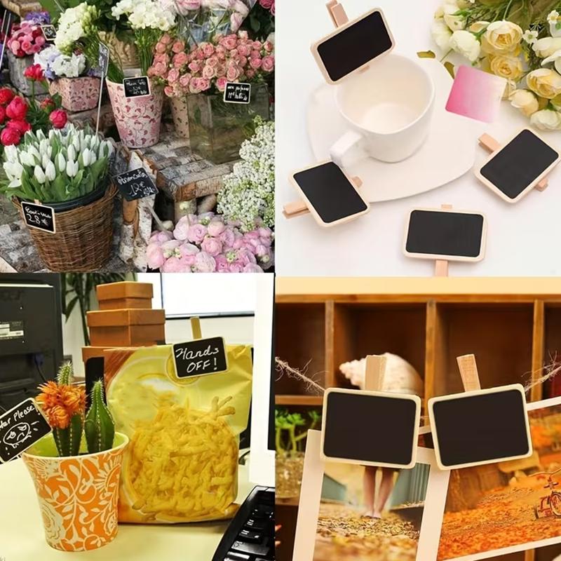 WTEMPO DIY Decorative Blackboard with Clips Writable Unfinished Chalkboard for Creative Message Display Home Decor Photo Wall Party & Shop Display